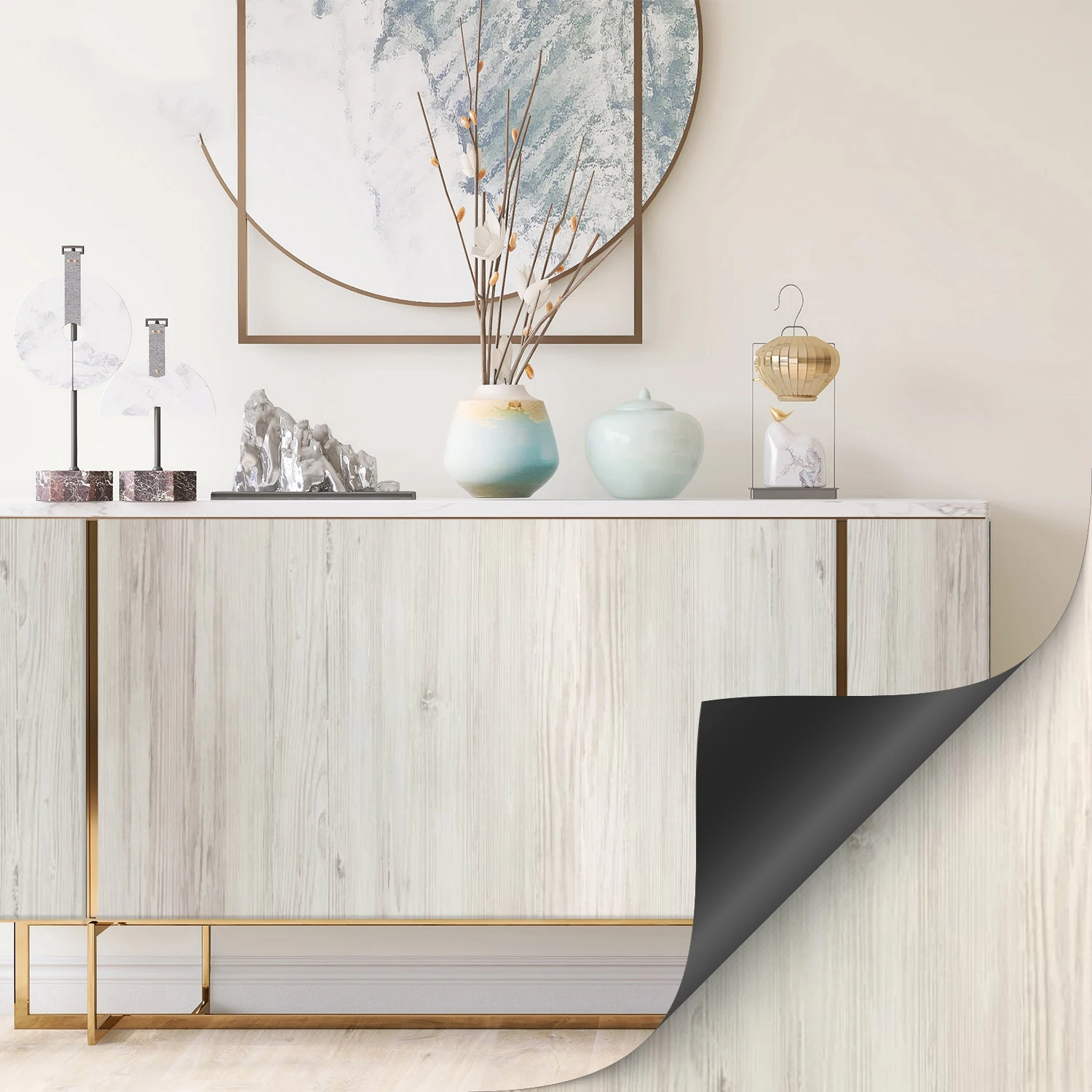 White Oak Wood Grain Wallpaper Waterproof  Peel and Stick Wood Contact Paper Thicken Wall Paper for Table Cabinets Decor Vinyl