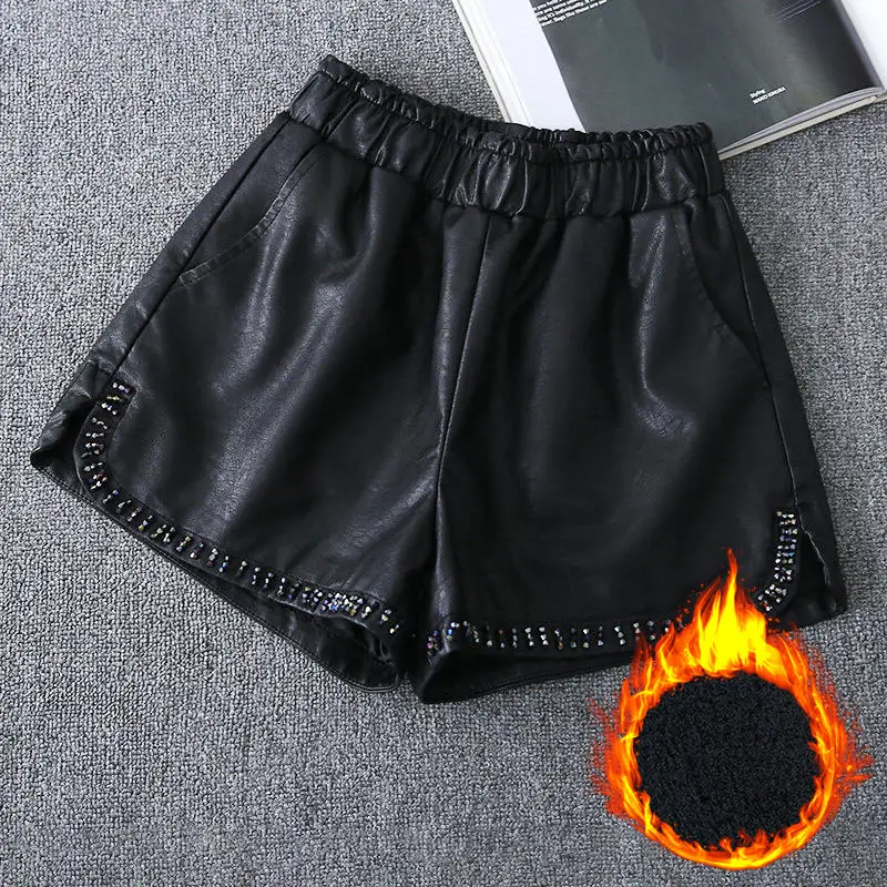 Women's Faux Shorts Panty Wide Leg Pants Brief Leather Short Trousers High Waist Sexy Hot Pants Female Club Party Shorts T422