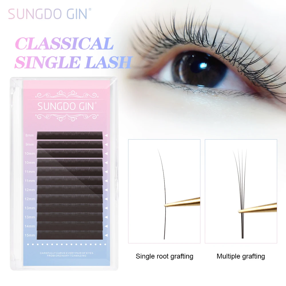 

Classic Single Lashes Individual Eyelash Extension C D Curl Faux Mink Lashes Natural Premium Matte Black Classical Eyelashes