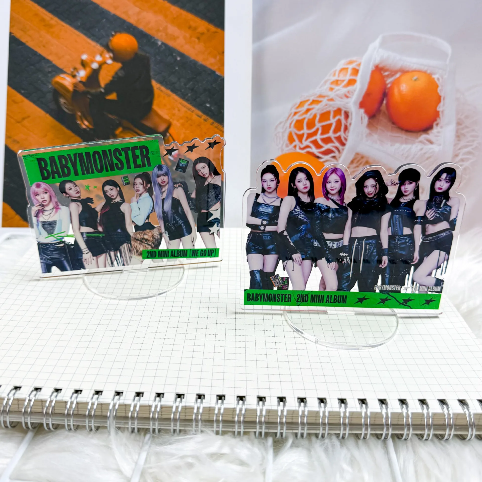 KPOP BABYMONSTER نحن نذهبون الاكريليك الدائمة الشكل المفاتيح عالية الجودة INS نمط مزدوجة الجانبين الطباعة AHYEON PHARITA RUKA هدية