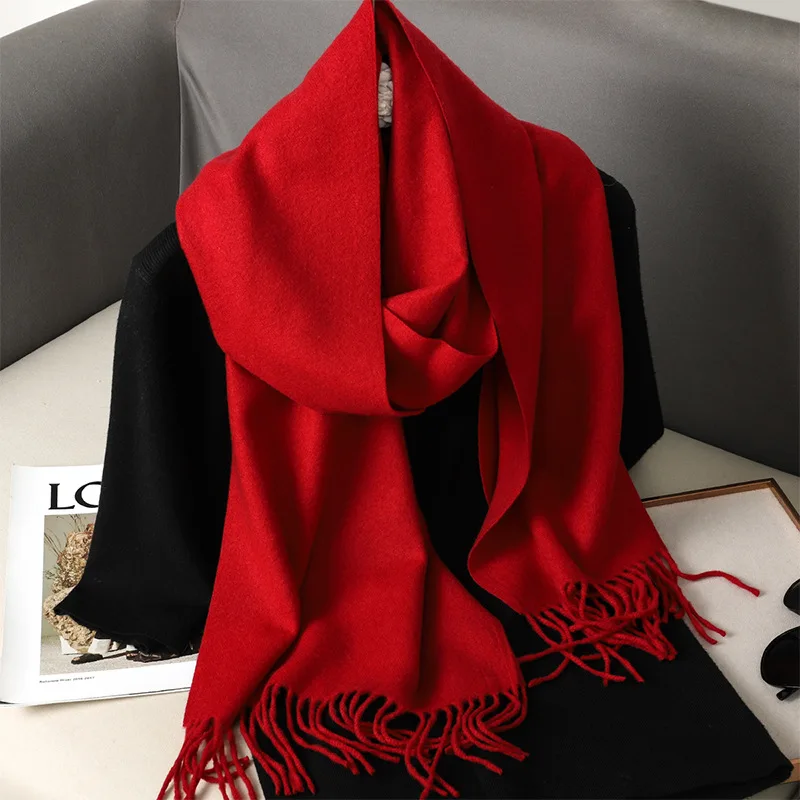 Women Imitation Cashmere Scarves 70x200cm (Including Beard) Fashion Korean Version Solid Warm Scarf Versatile Shawl Party Gift