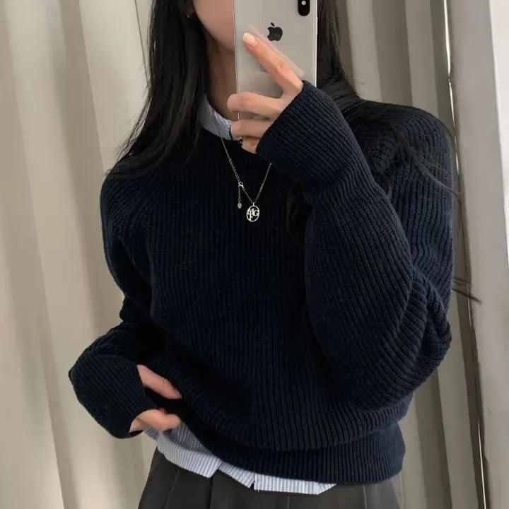 

Thiened вязаный свитер женский шикарный осенне-зимний круглый Ne Overhead Hand Sve теплый длинный повседневный модный топ