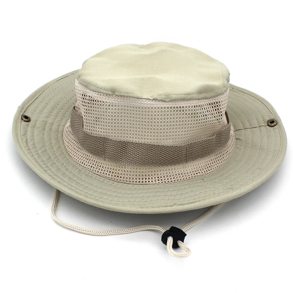 Safari Man Hat Bonnie Jungle Caps Vented Bucket Fishing Women Outdoor Fisherman Camouflage Army Hat Hunt Mesh Camo Bob