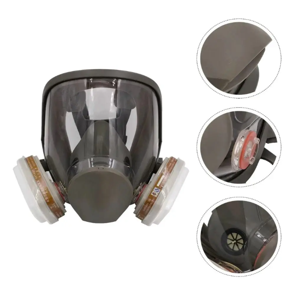 

7 в 1, промышленная маска, силиконовая маска с большим обзором, респиратор с аэрозольной краской, полная маска, пылевой фильтр, защитная рабочая маска