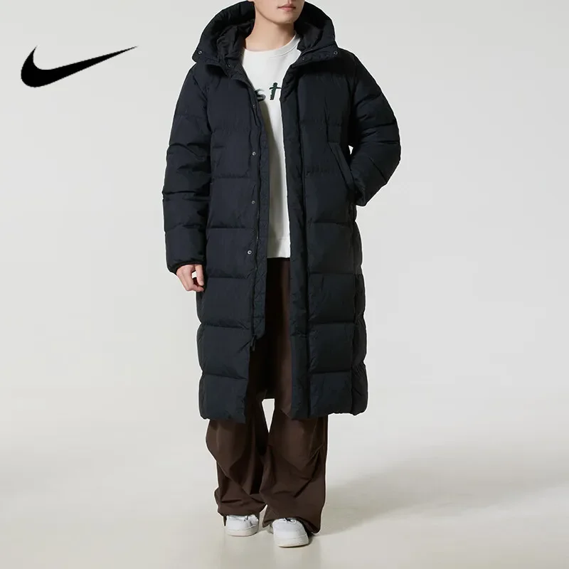 Nike Nike Men's 2026 New Sports Warm Long Knee Down Jacket Hooded Jacket FV7270-010