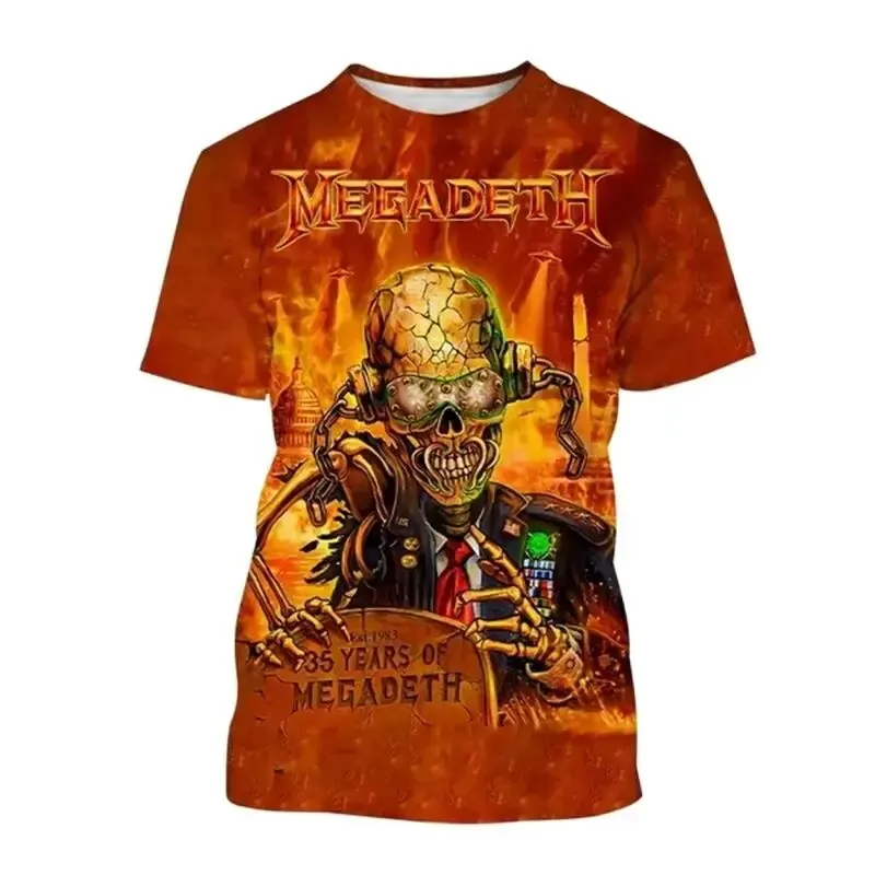 Hip Hop Trendy Style T-shirt Megadeth 3D Printed Fashion Men\'s and Women\'s Casual Cool T-shirt Retro Children\'s Sports T-shirt