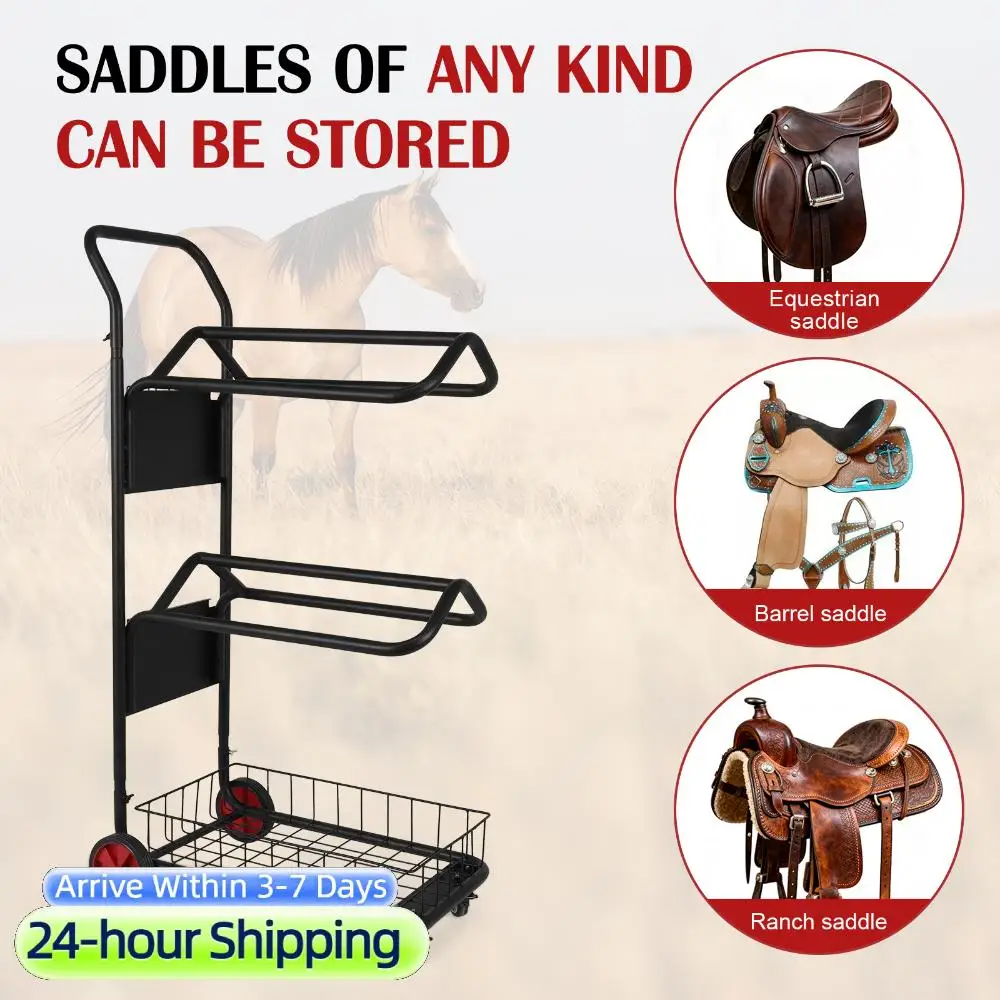 

Rolling Saddle Rack Cart with Wheel Rolling Horse Saddle Rack Cart for Storage Moving Organize Transport Supplies