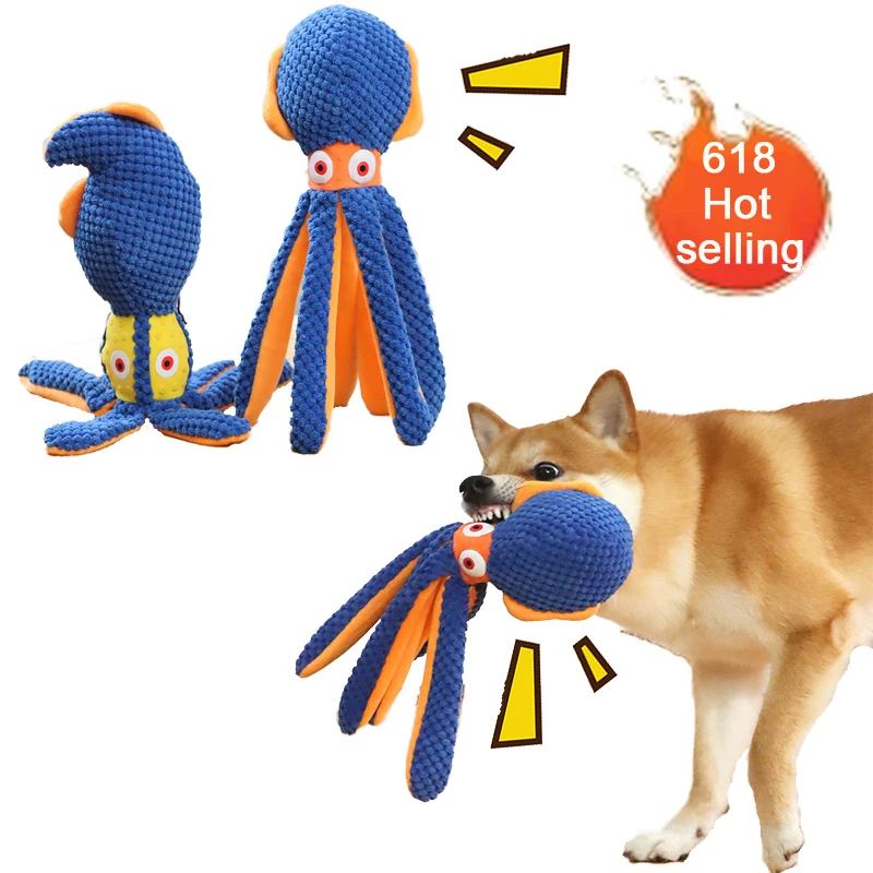 Plush Octopus Sound Pet Toy Animal Squeak Dog Toy Cleaning Tooth Dog Chew Rope Chew Toys for Small Medium Dogs Interactive Toy