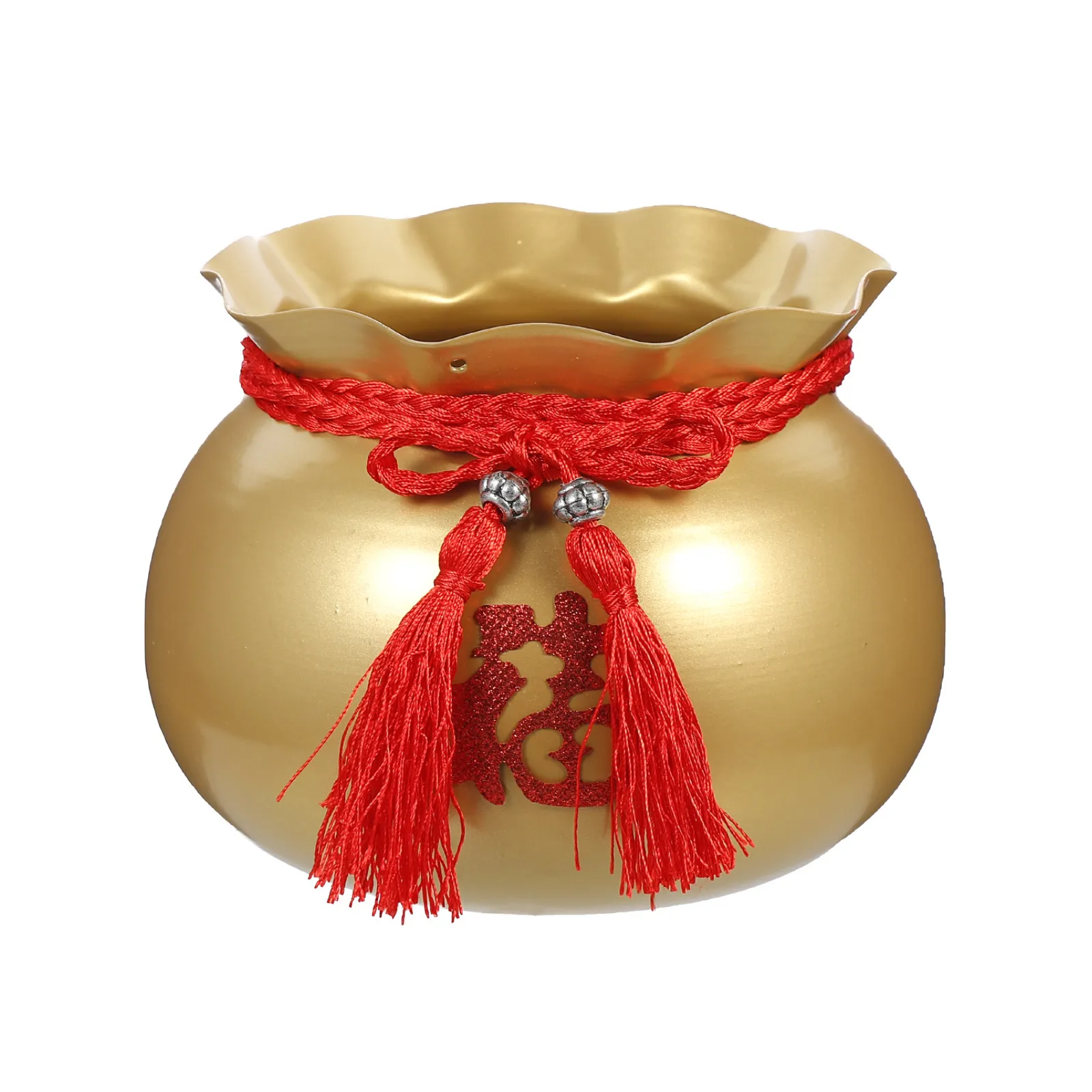 Chinese Style Iron Flower Bucket Blessing Decor for New Year Party Home Office Decoration Money Tree Plant Display Festive