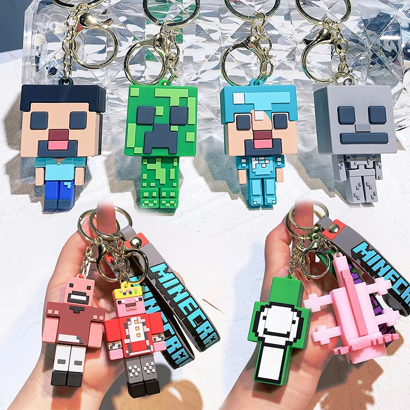 

8 Style Creativity My World 3D Sandbox Game Keychain Minecraft Couple Keychain Bag Pendant Cos Action Figure