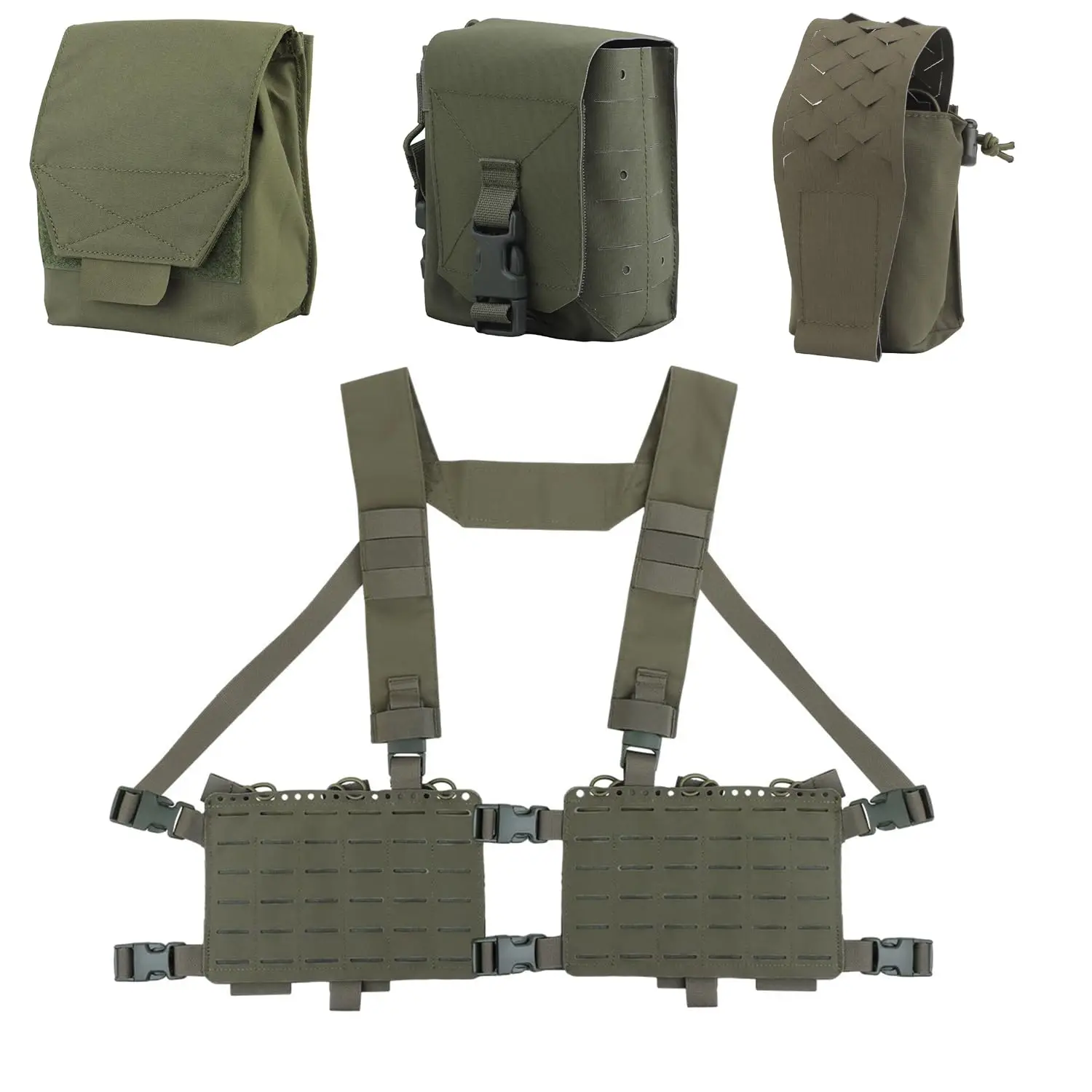 

Tactical Chest Pack with Walkie Talkie Carry Radio 9mm/5.56 Mag Pouch Prc152 Radio Bag for Hunting Airsoft Paintball Shooting