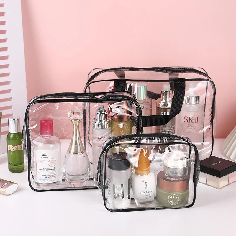 Large Capacity Women Beach Bag Travel Cosmetic Organizer Casual Zipper Toiletry Bags PVC Transparent Makeup Pouch Beauty Case