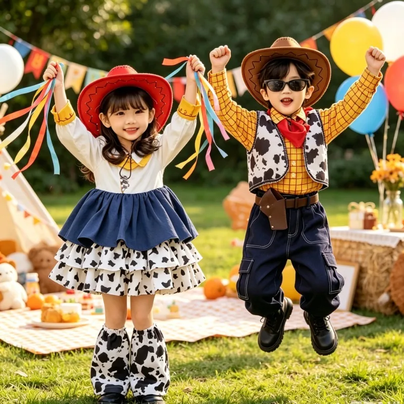 Western Cowboy Themed Children's Performance Costumes, Boys' and Girls' Garden Party Role-playing Sets, Movie Outfits view 5