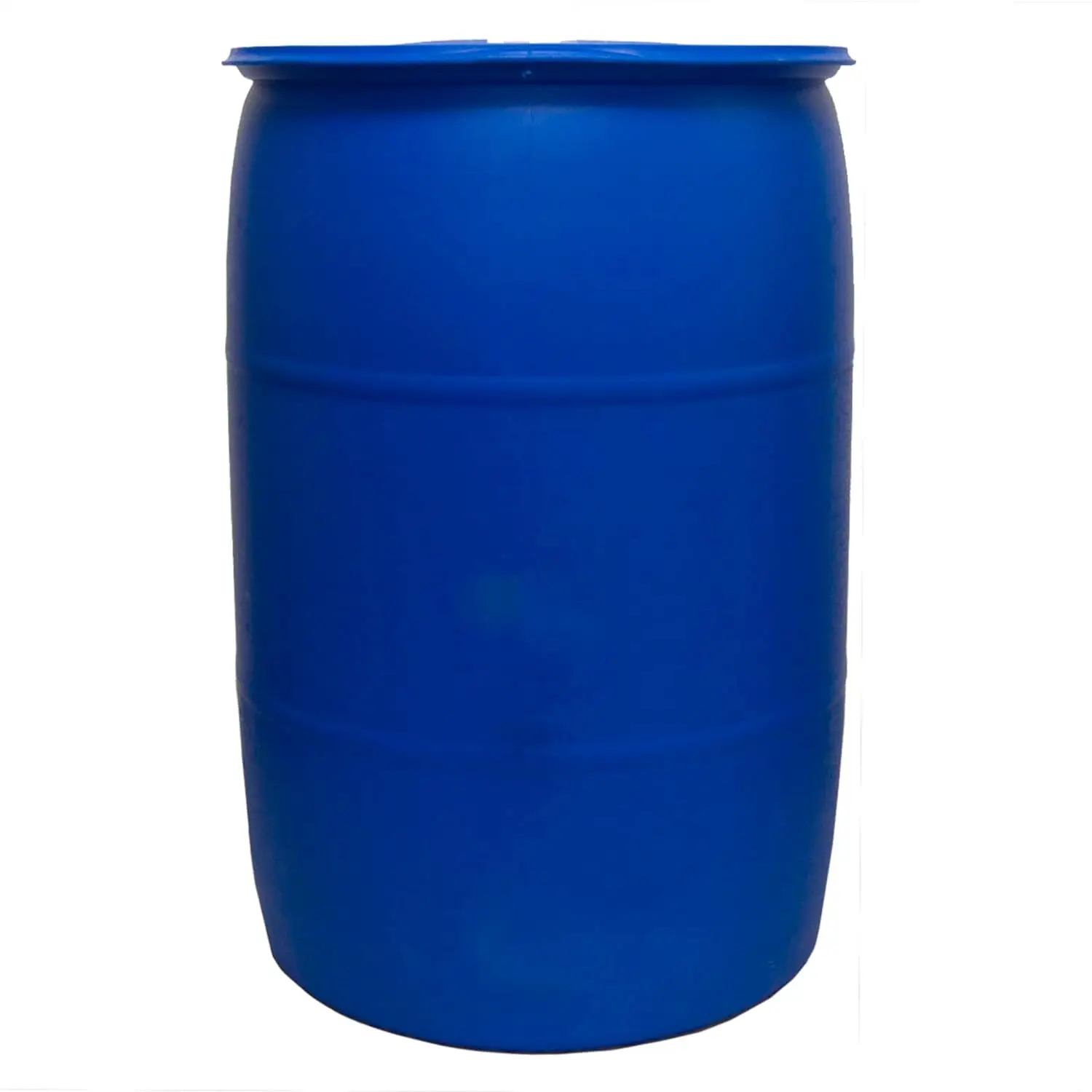 55 Gallon Plastic Drum, Stackable Industrial Storage Barrel, Blue