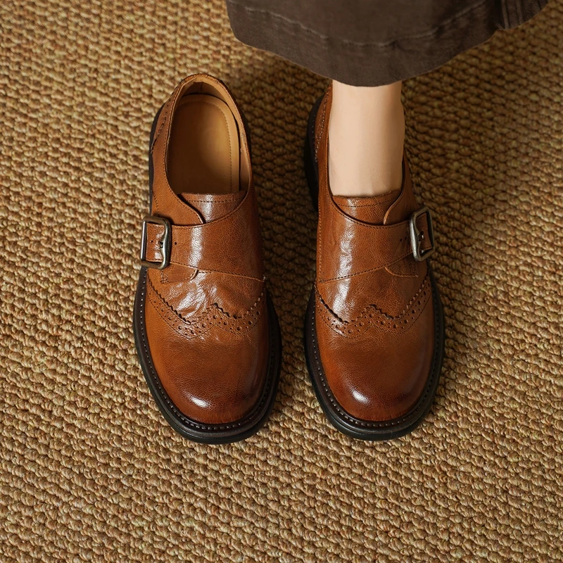 2027 New Buckle Brogue Shoes f - Oxford Shoes Brogue 评论和价格