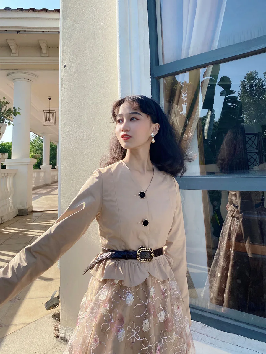 

Оригинальный винтажный комплект: топ и юбка с поясом для женщин, модный, в стиле феи, из полиэстера