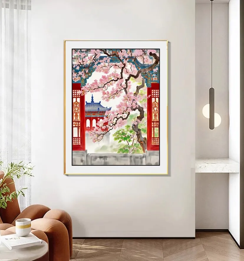 

9 карат 60x80 см дворцовые стены вышивка DIY наборы с принтом в китайском стиле вышивка крестиком набор для рукоделия домашний декор поделки 43 цвета