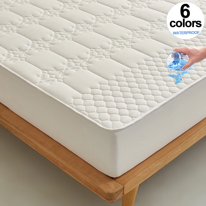Waterproof Quilted Mattress Protector - Waterproof Fitted Sheet , Jacquard Style Mattress Cover, Antibacterial, Hypoallergenic