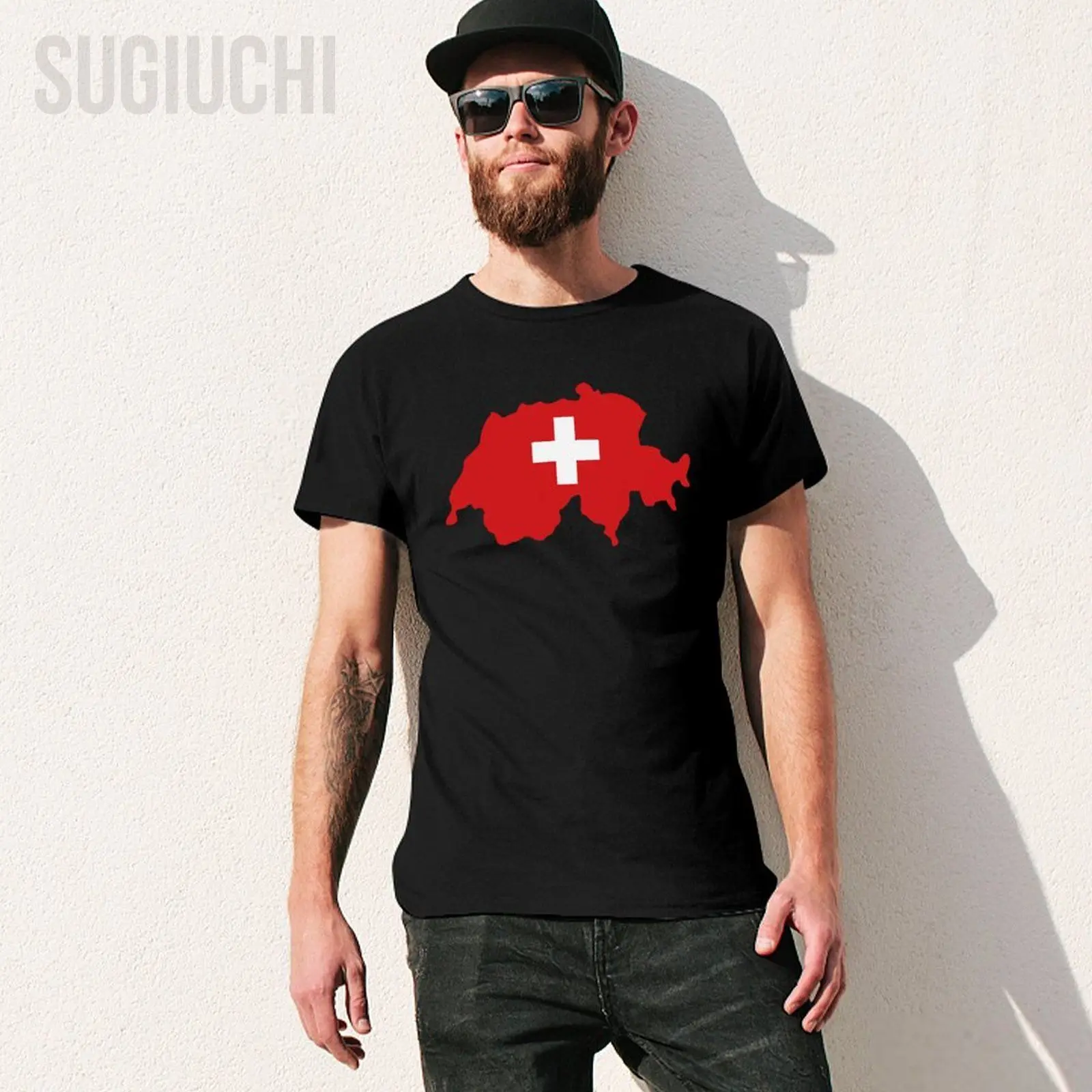 Unisex Men Switzerland Flag Swiss Schweiz Map Tshirt Tees O-neck T Shirts Women Boys 100% Cotton T-Shirt