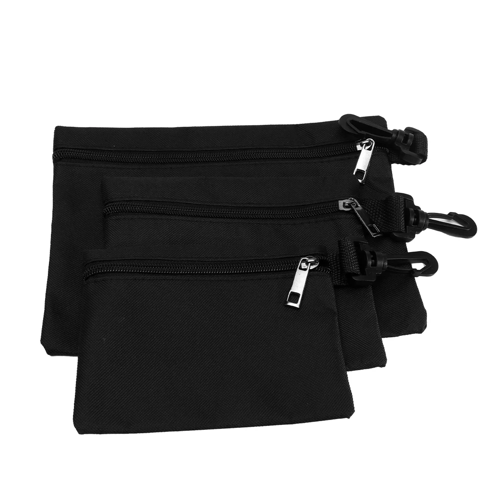 3pcs Zipper Clip Wrench Home Portable Black Multiple Sizes Woodworker Storage Tool Pouch Bag Hanging Heavy Duty Organizer