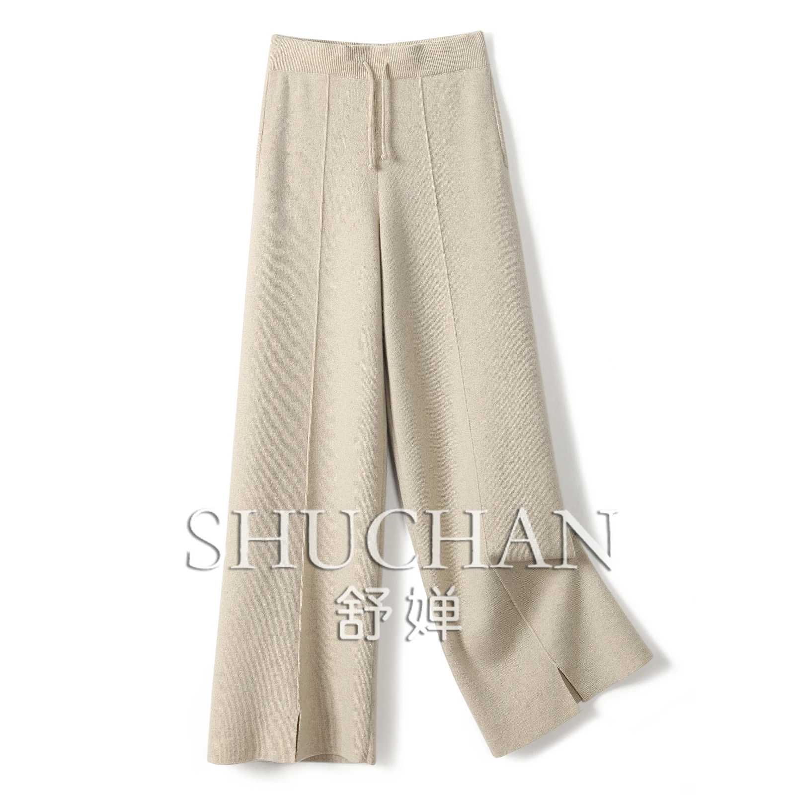 

New Arrival 100% Cashmere Casual Trousers Women Straight Loose and Thickened Winter Warm Knit Pants