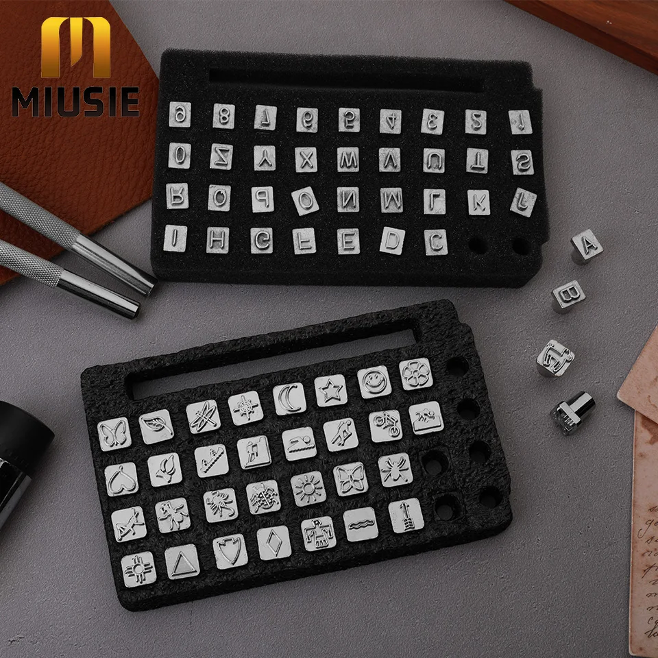 

MIUSIE 32/36Pcs Stainless Steel Punch Alphabet Number Leather Stamper Set 3mm/6mm Metal Leather Punching Tools for DIY Leather