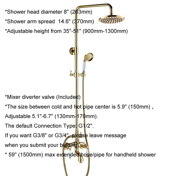 Golden Brass Bathroom Faucet Set Washroom Rainfall/Handheld Shower Faucets Kit Bath Tub Cold And Hot Water Mixer Taps Dgf434