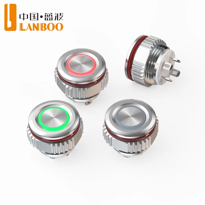 

LANBOO 12mm metal mini Light touch switch can be customized IP67 ring/power/three color options