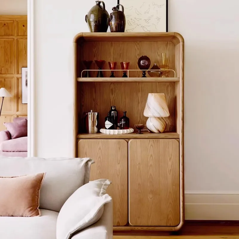 

Nordic log color simple dining side cabinet American small apartment light luxury living room decorative cabinet retro style