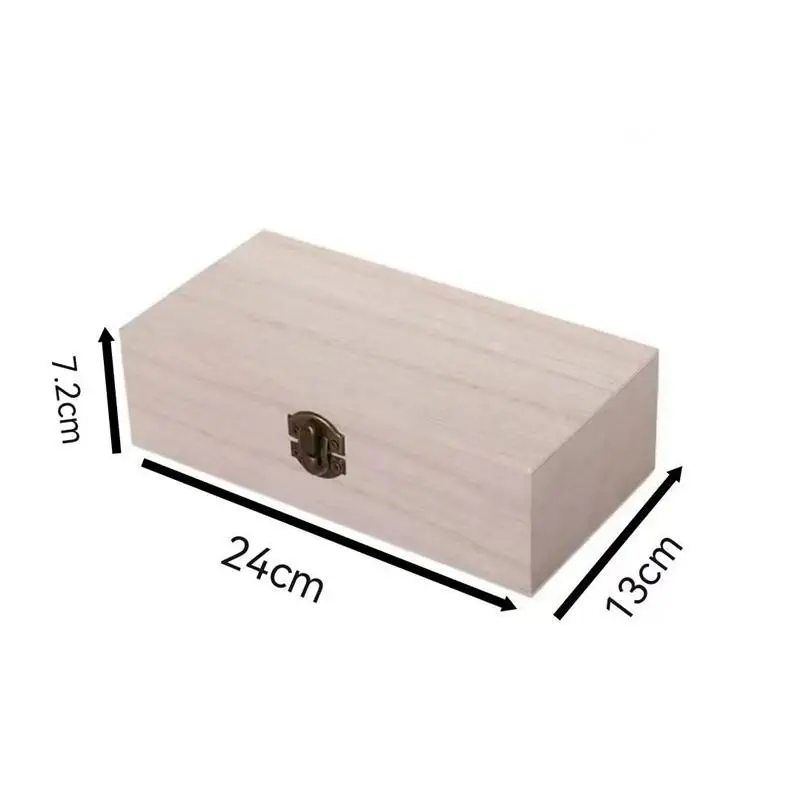 Rectangular Wooden Storage Box Organizer Wooden Storage Case Simple Storage Container Dust-Proof With Lock Jewelry Box Case