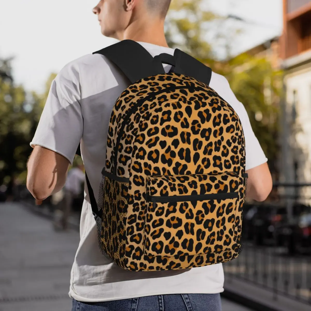 

Leopard Print Student Backpack School Bag Hiking Travel Daypack for Men Women Fashion Bookbag Shoulder Bags