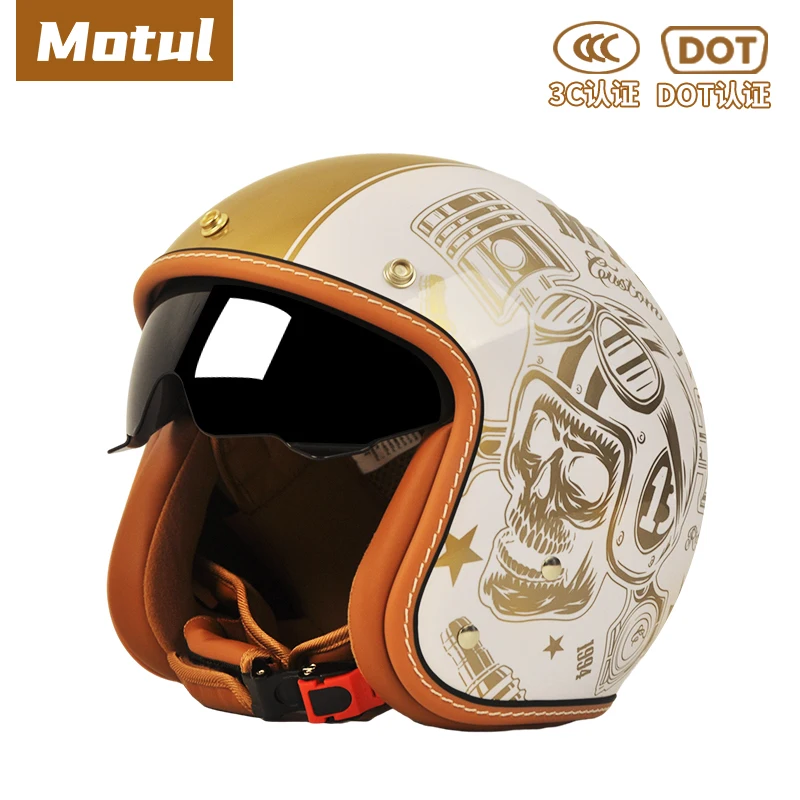 Hot Selling Universal Motorcycle Retro Helmets All Seasons Half Face Helmet Abs Material Motocross Motorbike Helmet AD Factory
