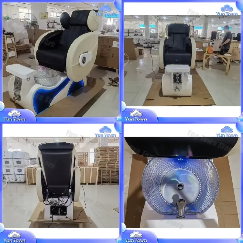 Modern Luxury Electric Reclining Pedicure Chair LED New Design for Nail Salon Spa Foot Care No Plumbing Massage Pedicure