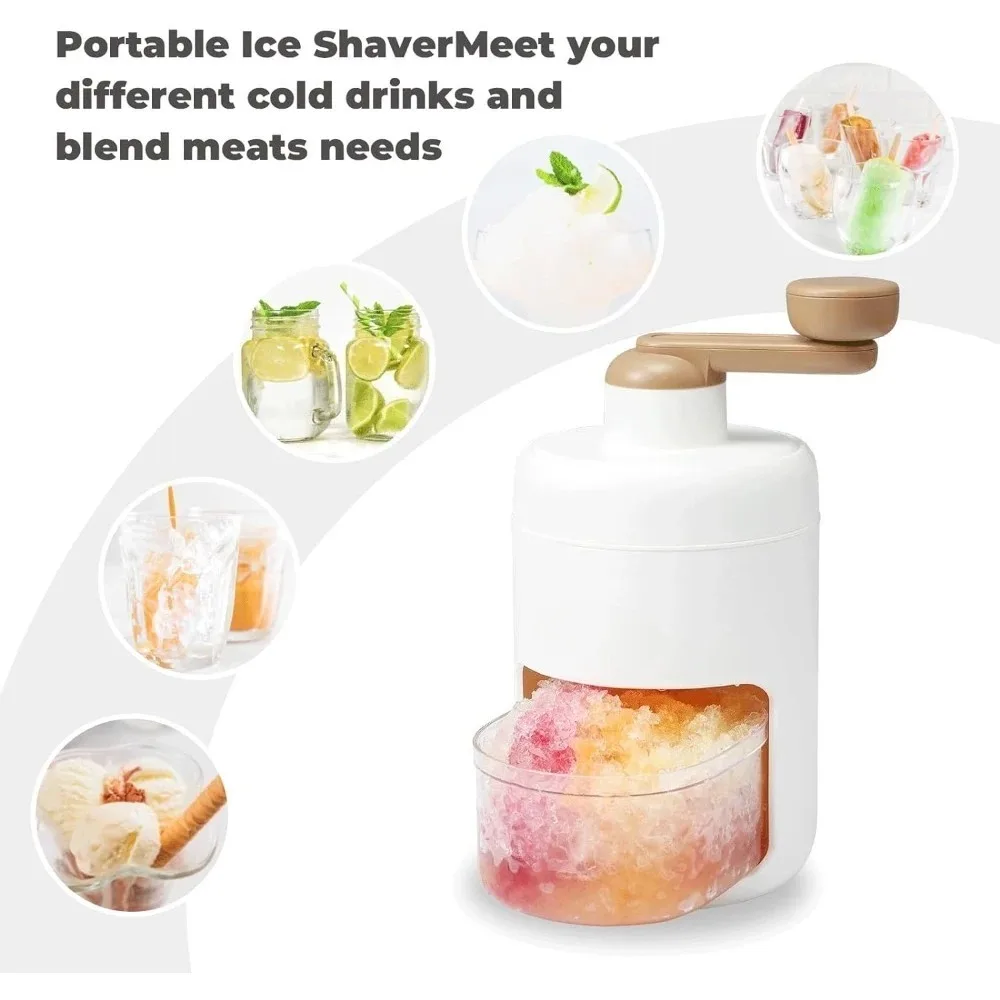 Shaved Ice Machine Snow Cone Machine Manual Portable Ice Crusher and Shaved Ice Machine BPA Free for Home Kitchen and Picnic