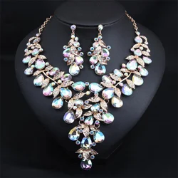 Jewellery Set Personalised Exaggerated Rhinestone Large Necklace Earrings Women's Dress Dinner Accessory