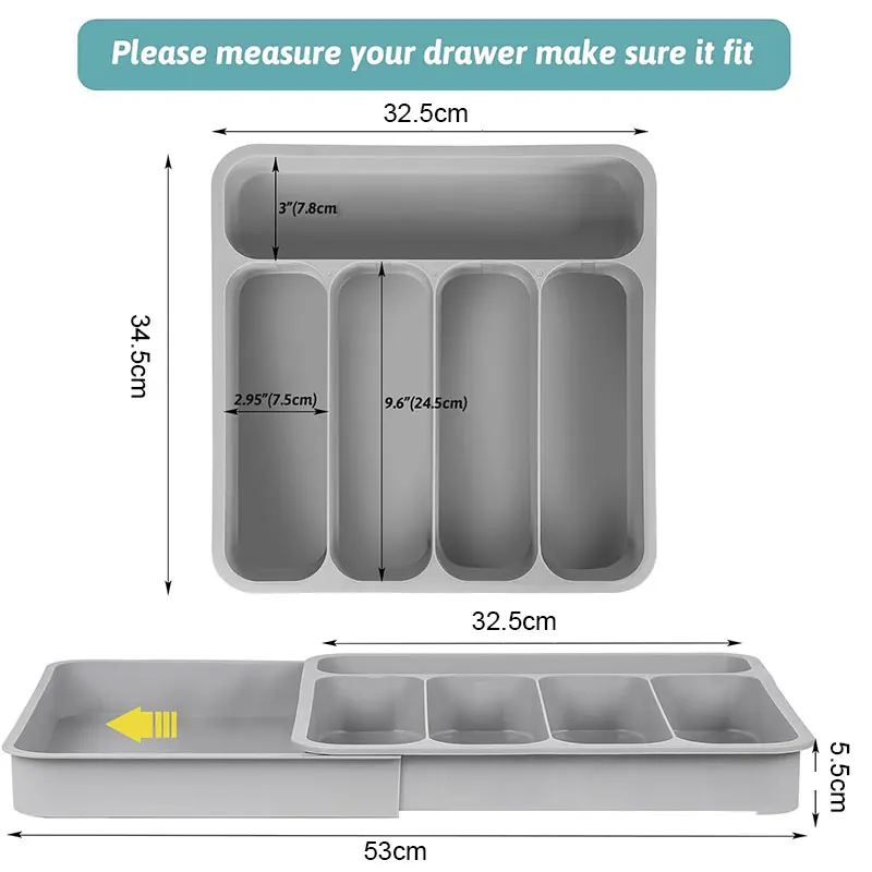 Erweiterbare Besteck Schublade Organizer verstellbare Küchen utensilien Tablett 6 Fach Besteck Lagerung Teiler Küche Organisation