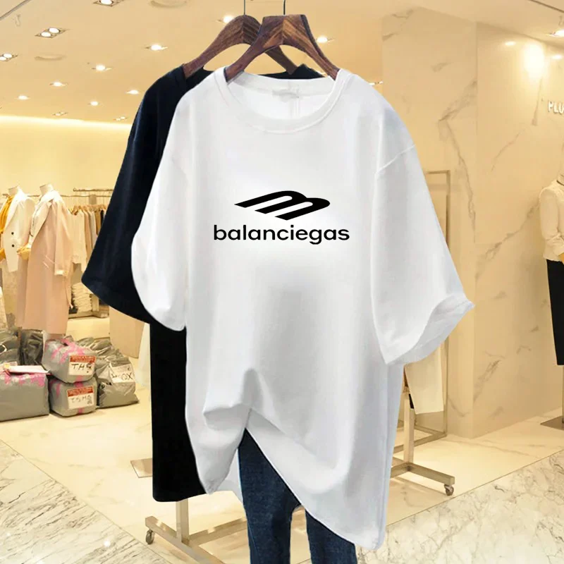 2024 Summer Hot Sale Women Clothing Letter Printed Chic Loose T-shirt Summer Short Sleeve O-neck Basics Cotton T-shirt﻿ 888