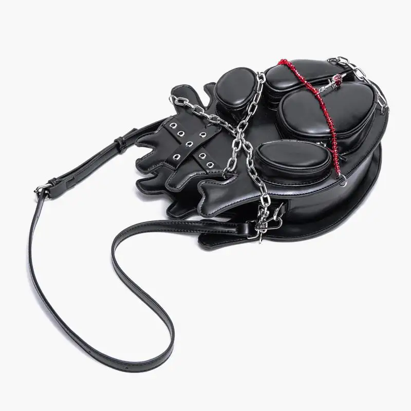 European / American Fashion Personality Heart External Design Metal Chain Decoration Crossbody Bag Irregular Creative Women Bag