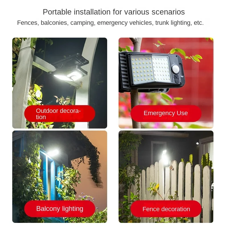 Imagem -04 - Solar Clip Lights para Pátio ao ar Livre Iluminação de Indução Super Brilhante do Corpo Humano Ip65 Waterproof Garden Wall Light 48 72 112led