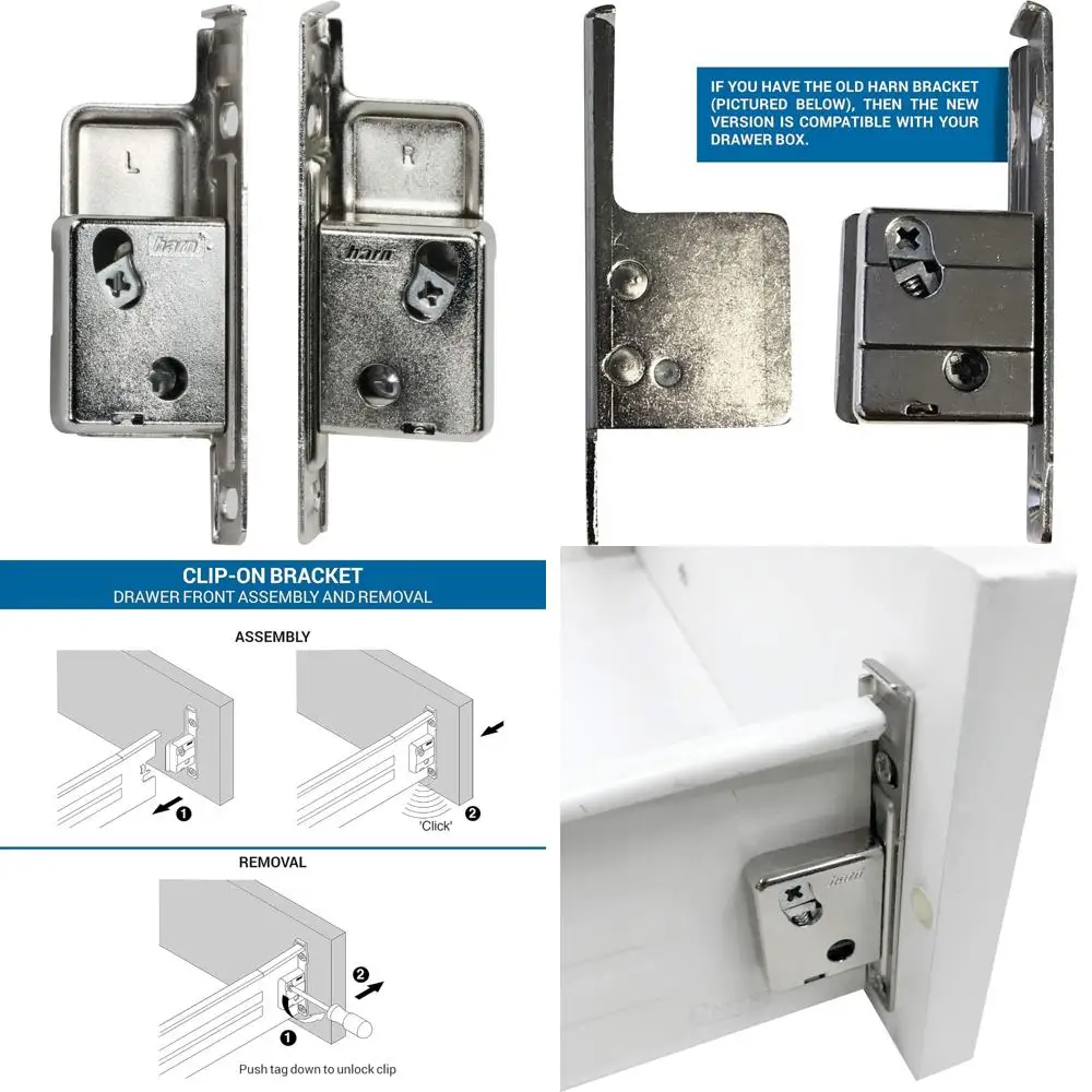 

Пары кронштейнов направляющих для выдвижных ящиков, левые/правые зажимы и винтовые передние крепежные кронштейны для ящиков для ящиков Impaz (10 пар
