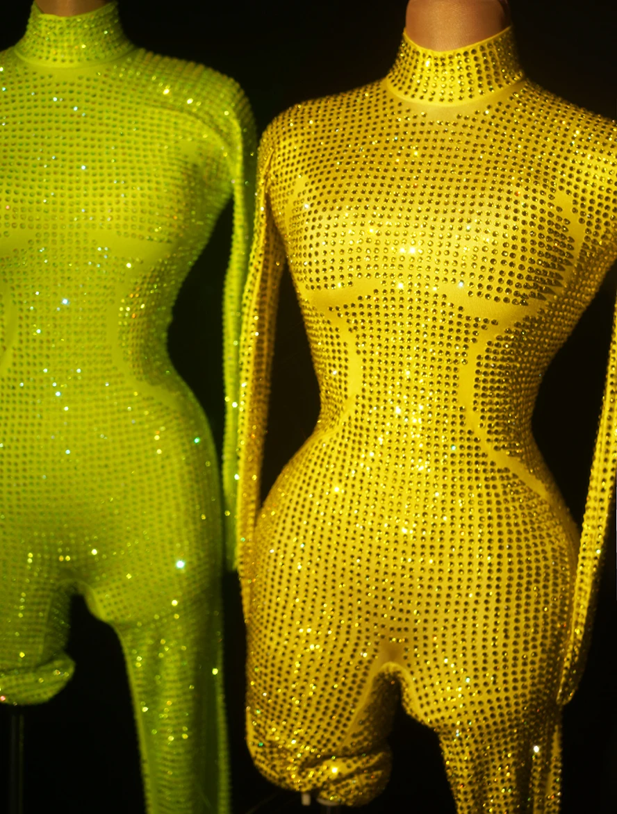 Luxurious Allrhinestone Jumpsuit For Women Sexy Dance Nightclub Singer Performance Stage Costume Party Drag Queen One-piece Suit