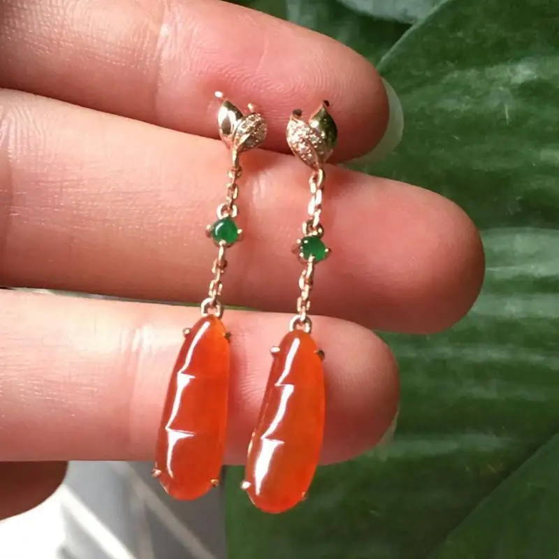 Creative designer craftsmanship geometric natural carnelian earrings bohemian style niche charm female brand silver jewelry