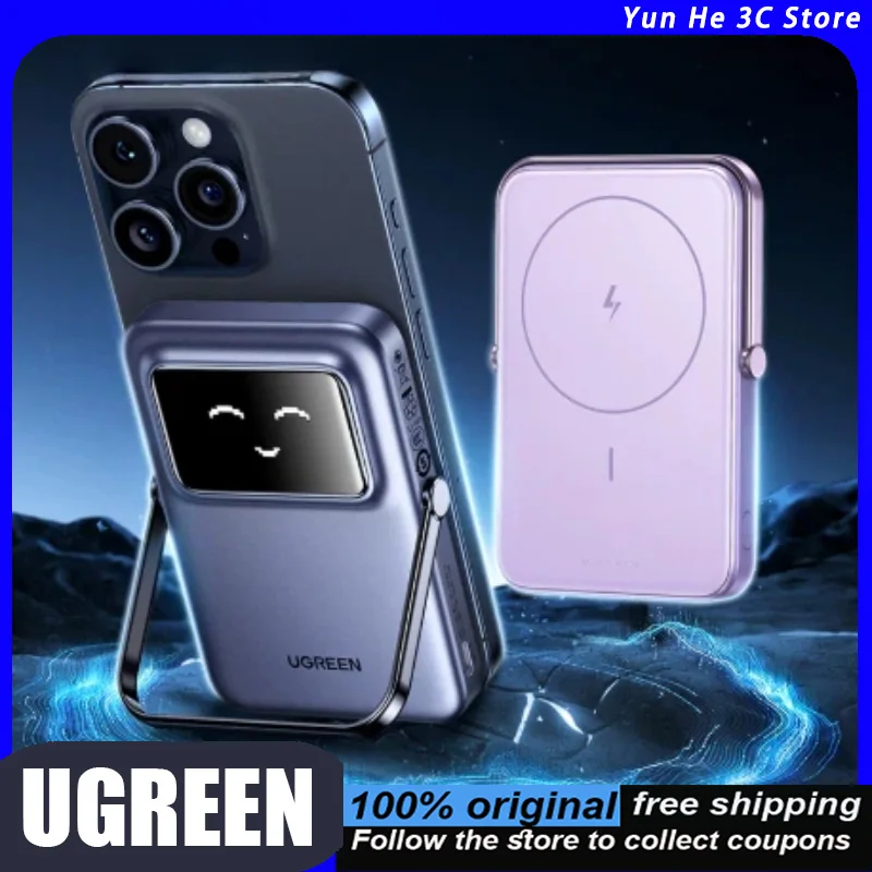 

UGREEN Wireless Power Bank 10000mAh 5000mAh 20W Fast Charging Built-in Cable 3C Certified Airplane-Safe Portable Smart Display