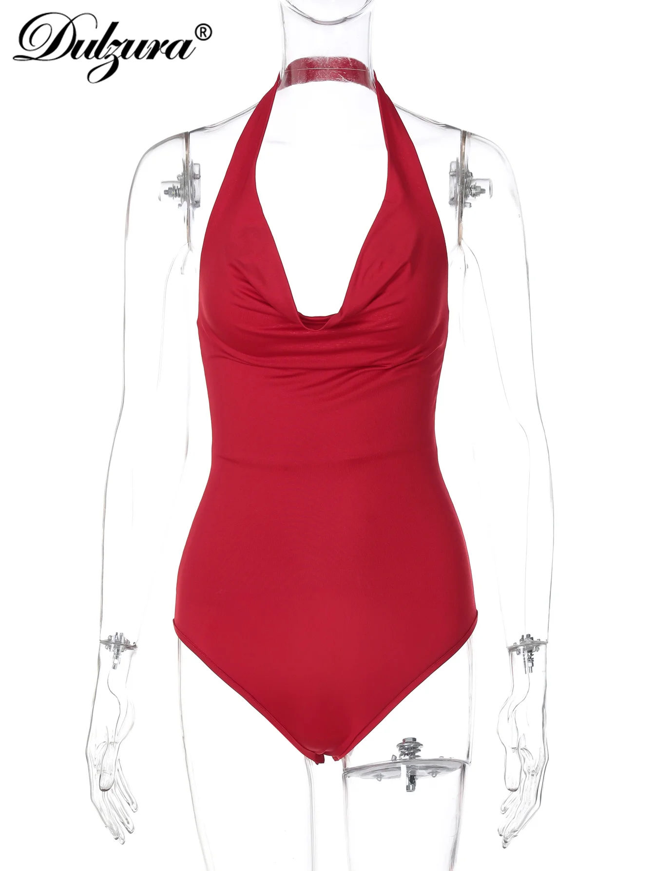 Dulzura Colletto oscillante Halter senza maniche Backless Body sottile Pagliaccetto sexy da donna Party Clubwear Primavera Estate One Piece