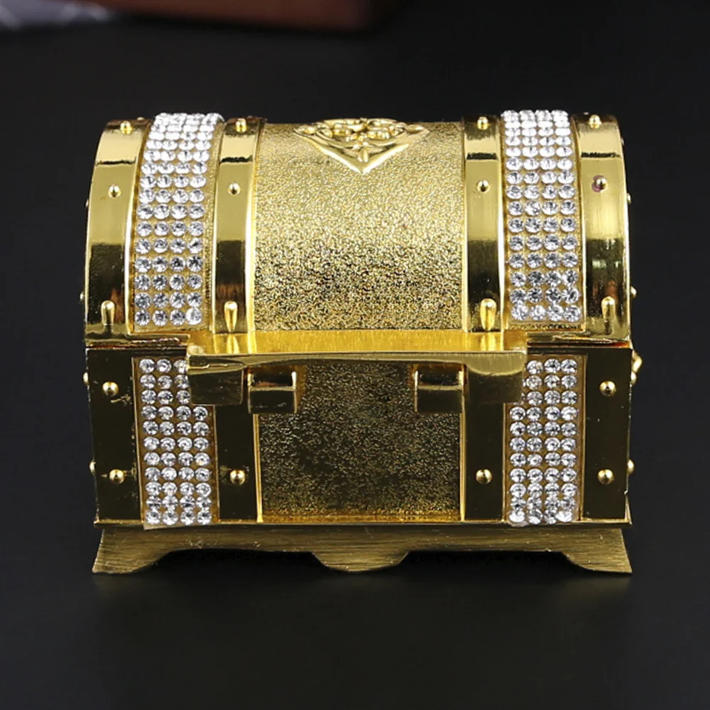 Delicate Metal Jewelry Storage Case Small Chest Box with Exquisite Details for Organizing Accessories and Home Decoration