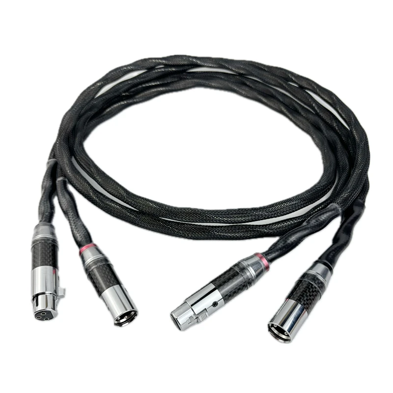 Hi-end XLR kabel zbalansowany srebro wzmacniacza HiFi interkonekt Audio wtyczka z włókna węglowego 16AWG