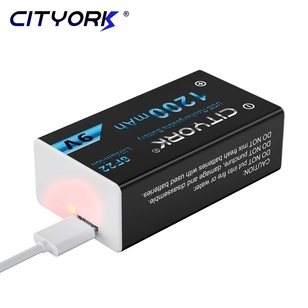 Cittan-akumulator 1200mAh, 9 V, akumulator do ładowania przez Micro USB, 9 V, litowy, 9 V, do multimetru, mikrofonu, zabawki