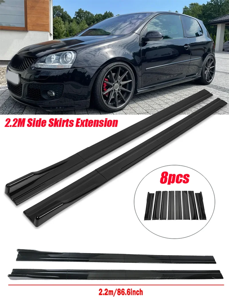 2,2 M/86,6 "Seitenschweller Verlängerung Rocker Panel Splitter Für VW Volkswagen Zubehör Golf MK6 MK7 MK7,5 GTI R GTD ABS Kunststoff Gl – Detail 1