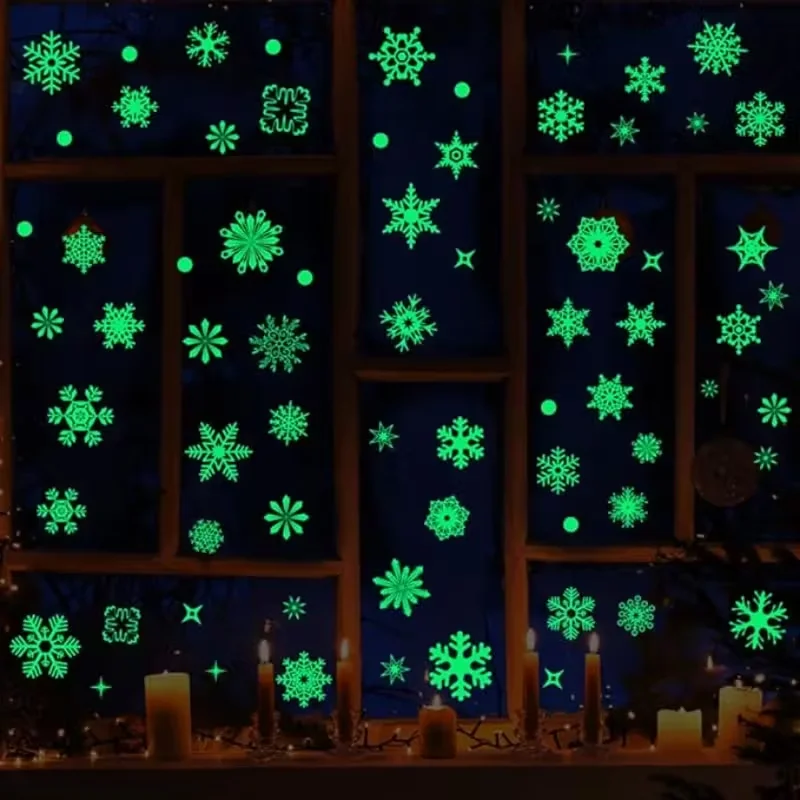 

Christmas Decor Glow in the Dark Window Snowflake Stickers Wall Sticker Glass Window Stickers Christmas Supplies New Year Gift