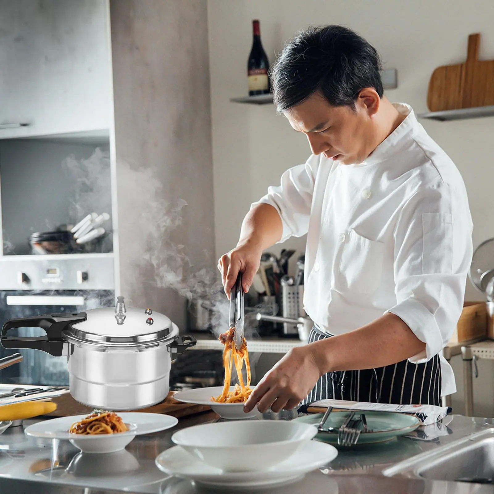 

Induction Pressure Cooker 5L Pressure Cookware With Steamer Insert Aluminum Alloy Cooking Pot For Home Dining Room Restaurant